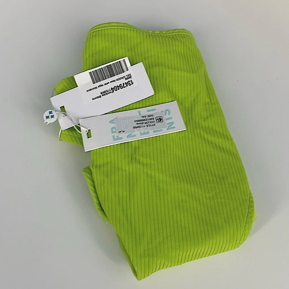 Frankie’s high leg lime green swim bottom Jenna ribb chartreuse apple NWT